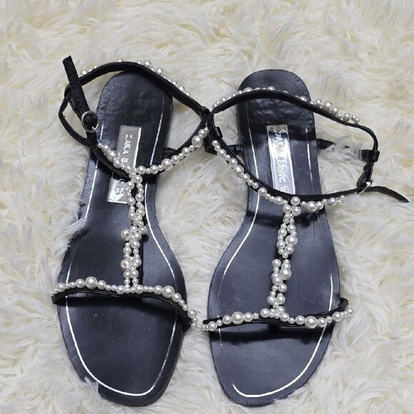 Zara Black Sandals with Metallic Embellishments - Picture 1 of 7